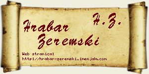 Hrabar Zeremski vizit kartica